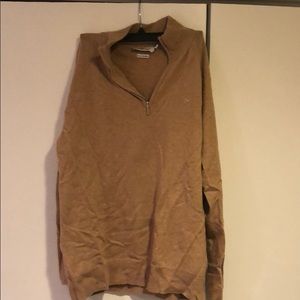 Tan zip up sweater with cashmere
